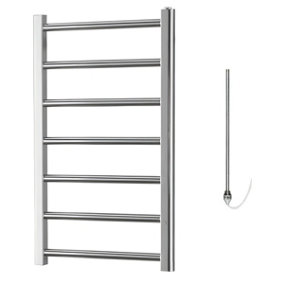 Alpine Chrome Electric Heated Towel Rail, Prefilled, Chrome - W500 x H800 mm