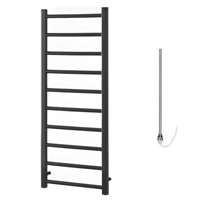 Alpine Electric Heated Towel Rail, Prefilled, Anthracite - W500 x H1200 mm