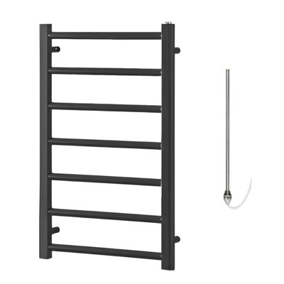 Alpine Electric Heated Towel Rail, Prefilled, Anthracite - W500 x H800 mm