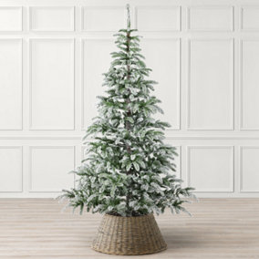 Alpine Fir Artificial Christmas Tree Green Snowy Snow Flocked With Stand 7ft