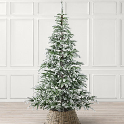 Alpine Fir Artificial Christmas Tree Green Snowy Snow Flocked With Stand 7ft