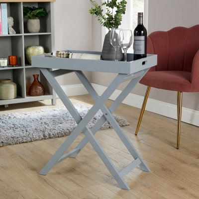 Alpine Grey Side Coffee Butlers Tray Portable Table