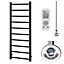 Alpine Thermostatic Electric Heated Towel Rail With Timer, Anthracite - W500 x H800 mm