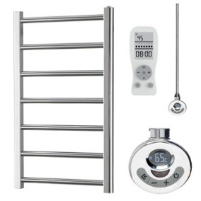 Alpine Thermostatic Electric Heated Towel Rail With Timer, Chrome - W500 x H800 mm