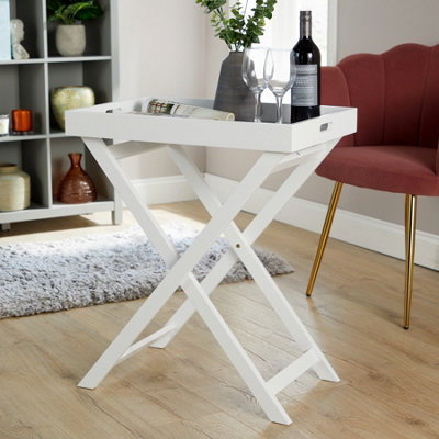 Alpine White Side Coffee Butlers Tray Portable Table