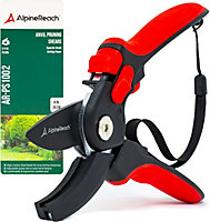 AlpineReach Anvil Secateurs for Gardening, Sharp Ergonomic Pruning Shears, Heavy Duty High Carbon Steel Blade, Adjustable Handle