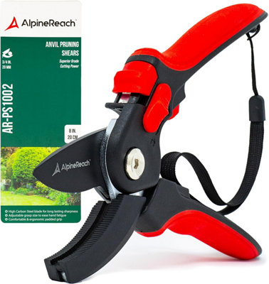 AlpineReach Anvil Secateurs for Gardening, Sharp Ergonomic Pruning Shears, Heavy Duty High Carbon Steel Blade, Adjustable Handle