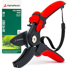 AlpineReach Anvil Secateurs for Gardening, Sharp Ergonomic Pruning Shears, Heavy Duty High Carbon Steel Blade, Adjustable Handle