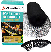AlpineReach Pond Netting 4.5m x 6m Extra Strong Woven Mesh, Protects Koi Fish from Blue Heron Birds, Cover for Leaves, Black