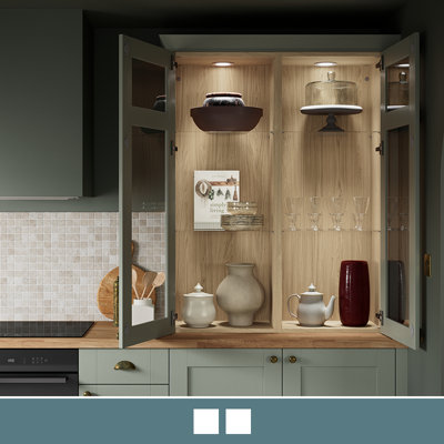 Explore the Alpinia soft green kitchen. Alpinia is a matt shaker style, available in 8 colours and is part of the Select Collection.