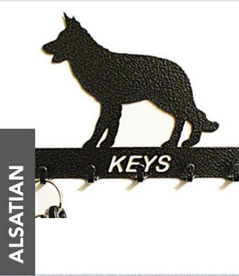 Alsatian Key Holder - Rack - Solid Steel - W15 x H9 cm - Powder Coated ...