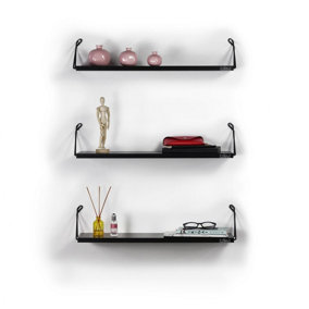 Altai Set of 3 Floating Wall Shelves - Black