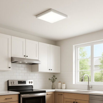 ALTAR Grey Square LED Ceiling Light, 4000K, 24W, 1680lm, IP44
