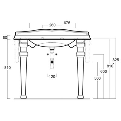 Altara Traditional Console Basin with Ceramic Legs - 8