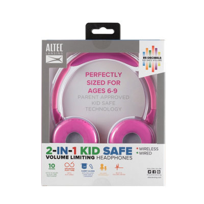 Altec Lansing Kid Safe 2-in-1 Wireless Headphones - Princess Pink