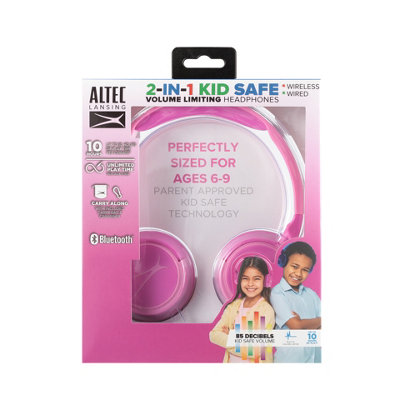 Altec Lansing Kid Safe 2-in-1 Wireless Headphones - Princess Pink