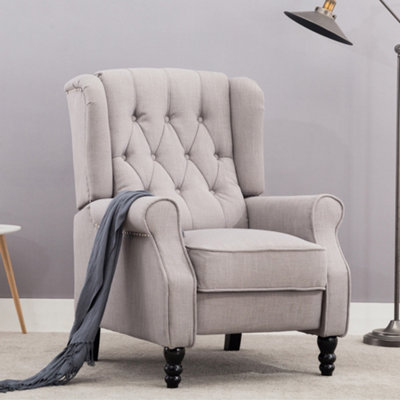 ALTHORPE WING BACK FIRESIDE RECLINER VELVET OCCASIONAL ARMCHAIR SOFA CHAIR  (Grey, Velvet)