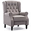 ALTHORPE WING BACK FIRESIDE RECLINER FABRIC OCCASIONAL ARMCHAIR SOFA CHAIR (Grey, Linen)