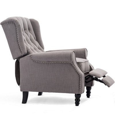 ALTHORPE WING BACK FIRESIDE RECLINER FABRIC OCCASIONAL ARMCHAIR SOFA CHAIR  (Grey, Linen)