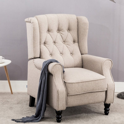 ALTHORPE WING BACK FIRESIDE RECLINER FABRIC OCCASIONAL ARMCHAIR SOFA CHAIR  (Grey, Linen)