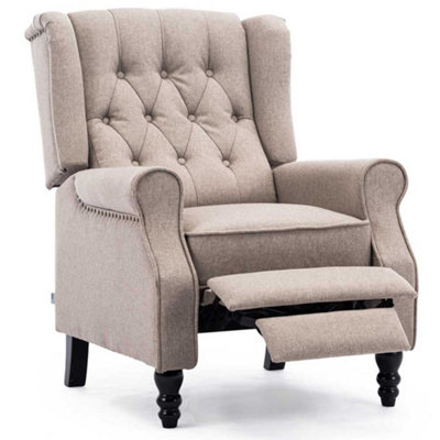 Althorpe Wing Back Fireside Recliner Fabric Occasional Armchair Sofa Chair (Pumice, Linen)