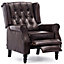 ALTHORPE WING BACK RECLINER CHAIR BONDED LEATHER BUTTON FIRESIDE OCCASIONAL ARMCHAIR BROWN