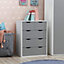 Alton 3+2 Drawer Bedroom Cabinet Bedside Chest Of Drawers White & Grey