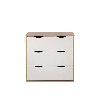 Alton 3 Drawer Bedroom Cabinet Bedside Chest Of Drawers Sonoma Oak & White
