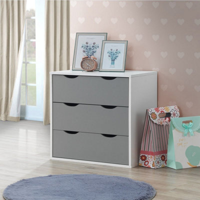 Alton 3 Drawer Bedroom Cabinet Bedside Chest Of Drawers White & Grey