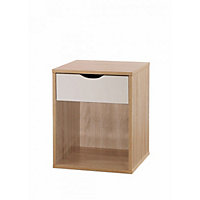 Alton Bedside Cabinet Bedroom Furniture Nightstand Table 1 Drawer Oak White