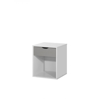 Alton Bedside Cabinet Bedroom Furniture Nightstand Table 1 Drawer White Grey