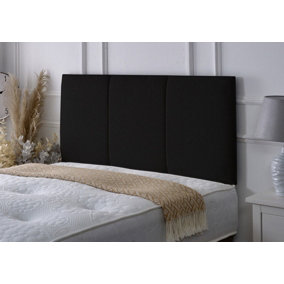 Alton Chenille 4ft6 Double 24" Headboard - Black