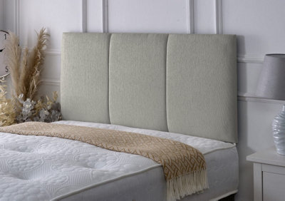 Alton Chenille Headboard - 3ft Single - Stone Chenille