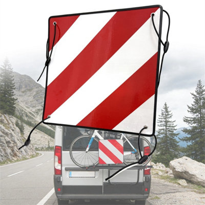 Alu Reflective Warning Sign 50 x 50 cm for Bicycle Carrier Trailer Caravan