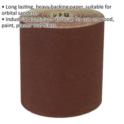 Aluminium Abrasive Production Sanding Roll - 115mm x 10m - Fine 120 Grit Paper