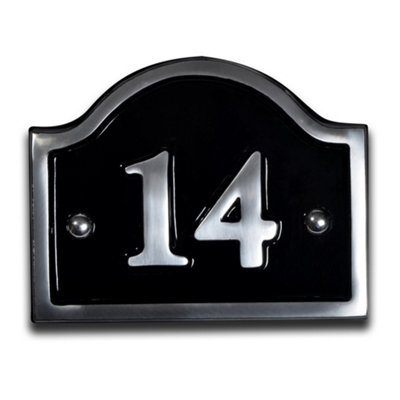 Aluminium Bridge House Number 14 Plaque 14 x 11.5cm