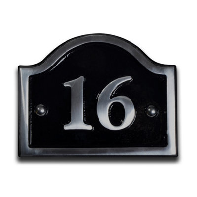 Aluminium Bridge House Number 16 Plaque 14 x 11.5cm
