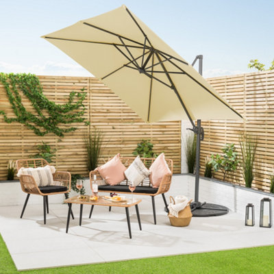 Aluminium Cantilever Parasol Garden Patio Hanging Tilt Umbrella 2.5m Cream Christow