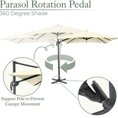 Aluminium Cantilever Parasol Garden Patio Hanging Tilt Umbrella 2.5m Cream Christow