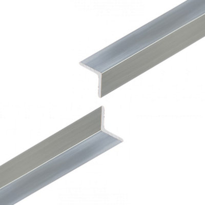 Aluminium Corner Trim Angle Edge Trim - Natural Silver Finish - (L) 1m x (W) 25mm x 25mm