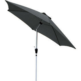 Aluminium Crank and Tilt Parasol - Outdoor Garden Umbrella with Vented Canvas & UV40+ Protection - H2.35 x 2.7m Diameter, Grey