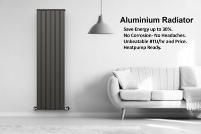 Aluminium Designer Vertical Radiator -Heat pump Compatible- Low ...