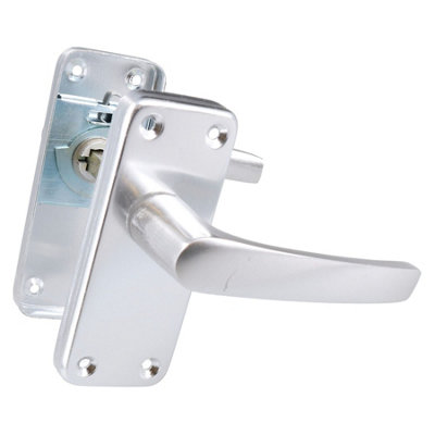 Aluminium Door Handle Straight Lever Internal Latch Spring Loaded With Fixings