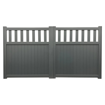 Aluminium Double Swing Driveway Gate 3250X2000mm Anthracite Grey