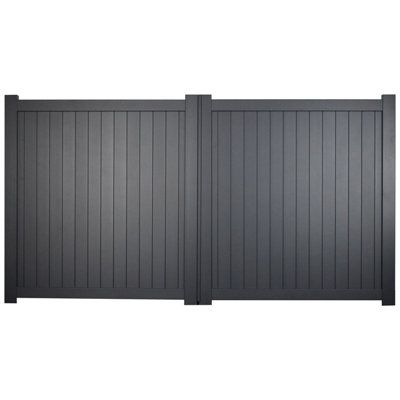 Dartmoor Double Swing Flat Top Driveway Gate Black with Horizontal Solid Infill - 3