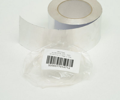 Aluminium Foil Ducting Tape - 30 Micron Temperature Resistance - 50m 75mm (Pack Of 16) - 3