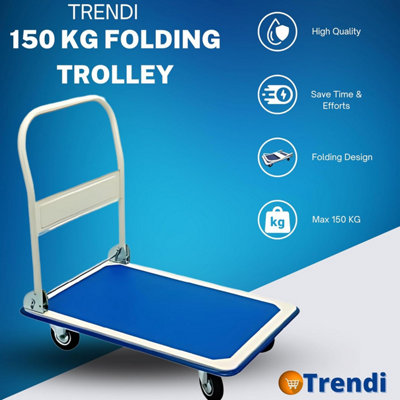 Aluminium Folding Sack Trolley - 150KG Hand Truck Barrow with Extendable Handle & Wheels for Garden & Pallet Transport - Foldable