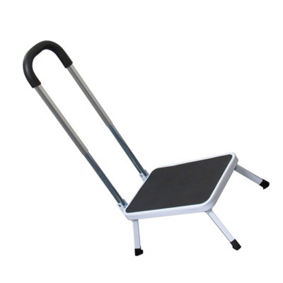 Aluminium Folding Step With Handrail White (Single Caravan Motorhome Platform Support)