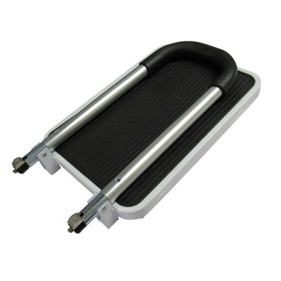 Aluminium Folding Step With Handrail White (Single Caravan Motorhome Platform Support)