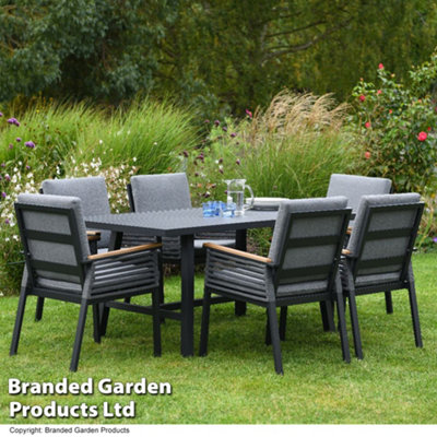 Aluminium Garden Dining Set with Cushions for 6 People, Luxury Outdoor ...